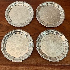 💫 Set of 4 Vintage 1960s Silver Plated Wine Coasters Frank Hawker England Made